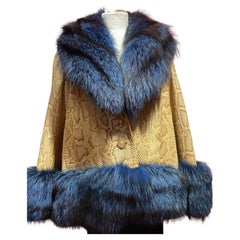 Christian Dior Vintage A/I 2010 Giacca in pelle di serpente gialla con bordo in pelliccia