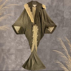 Christian Dior Vintage Fall/Winter 1998 Gray Coat Suit with Fur Trim Size 36FR