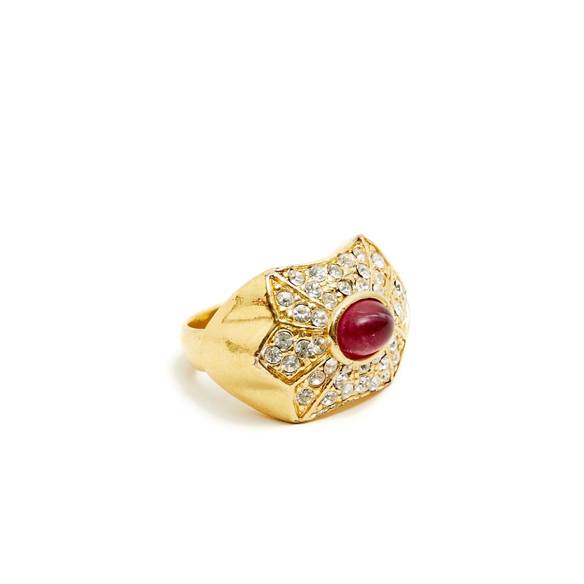 Christian Dior Vintage Fancy Ruby Diamonds Ring T49 US4.75 In Good Condition In PARIS, FR