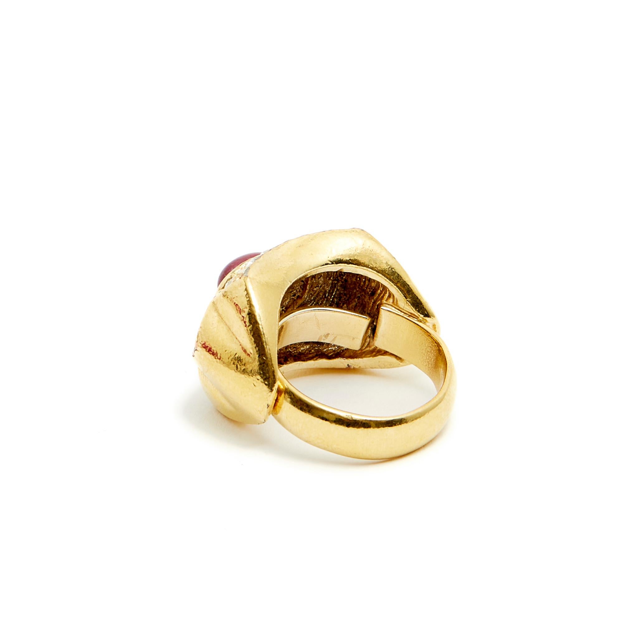 Women's or Men's Christian Dior Vintage Fancy Ruby Diamonds Ring T49 US4.75