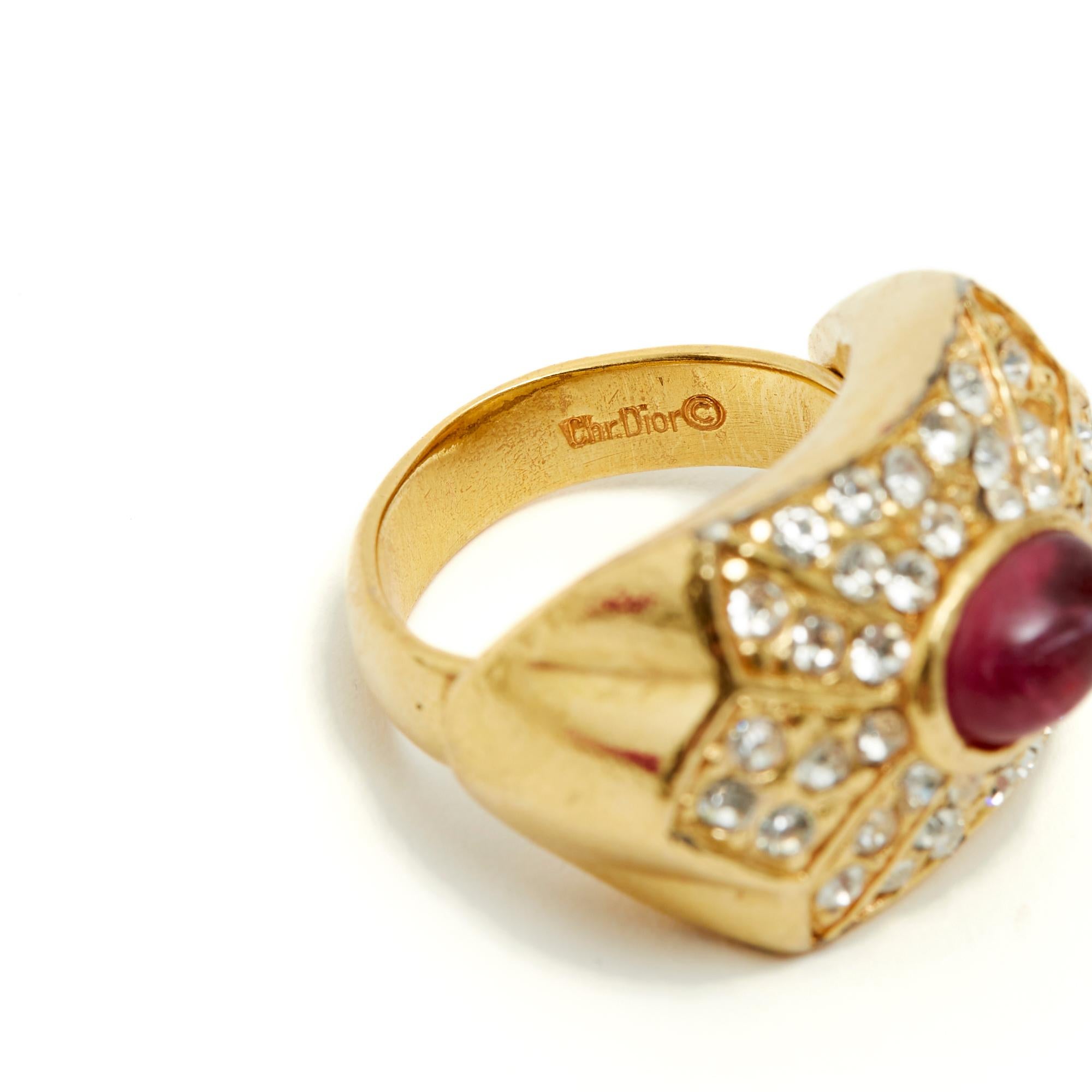 Christian Dior Vintage Fancy Ruby Diamonds Ring T49 US4.75 1