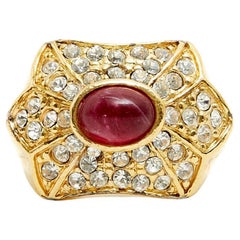 Christian Dior Vintage Fancy Ruby Diamonds Ring T49 US4.75
