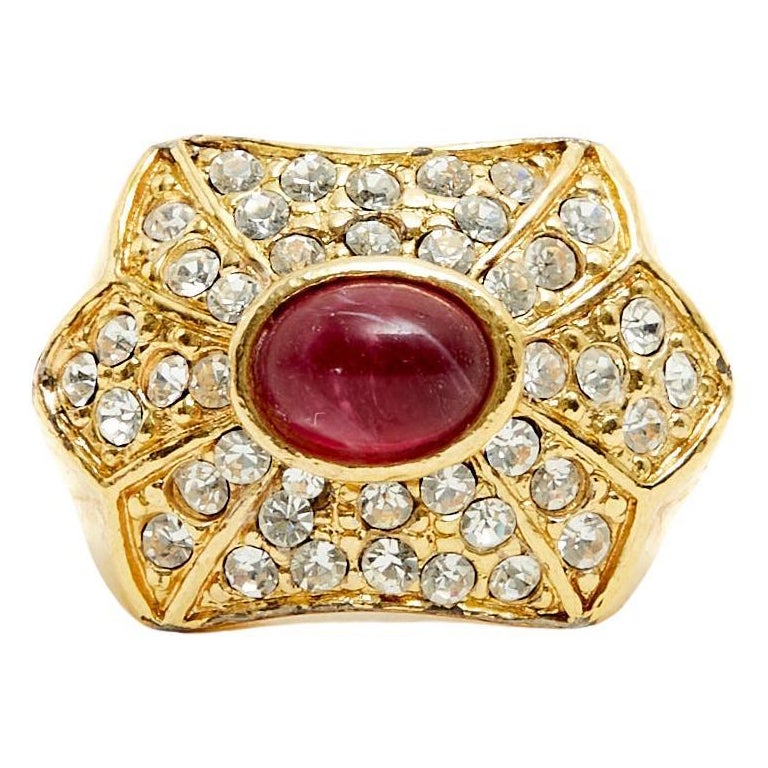 Christian Dior Vintage Fancy Ruby Diamonds Ring T49 US4.75 For Sale