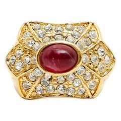 Christian Dior Vintage Fancy Ruby Diamonds Ring T49 US4.75