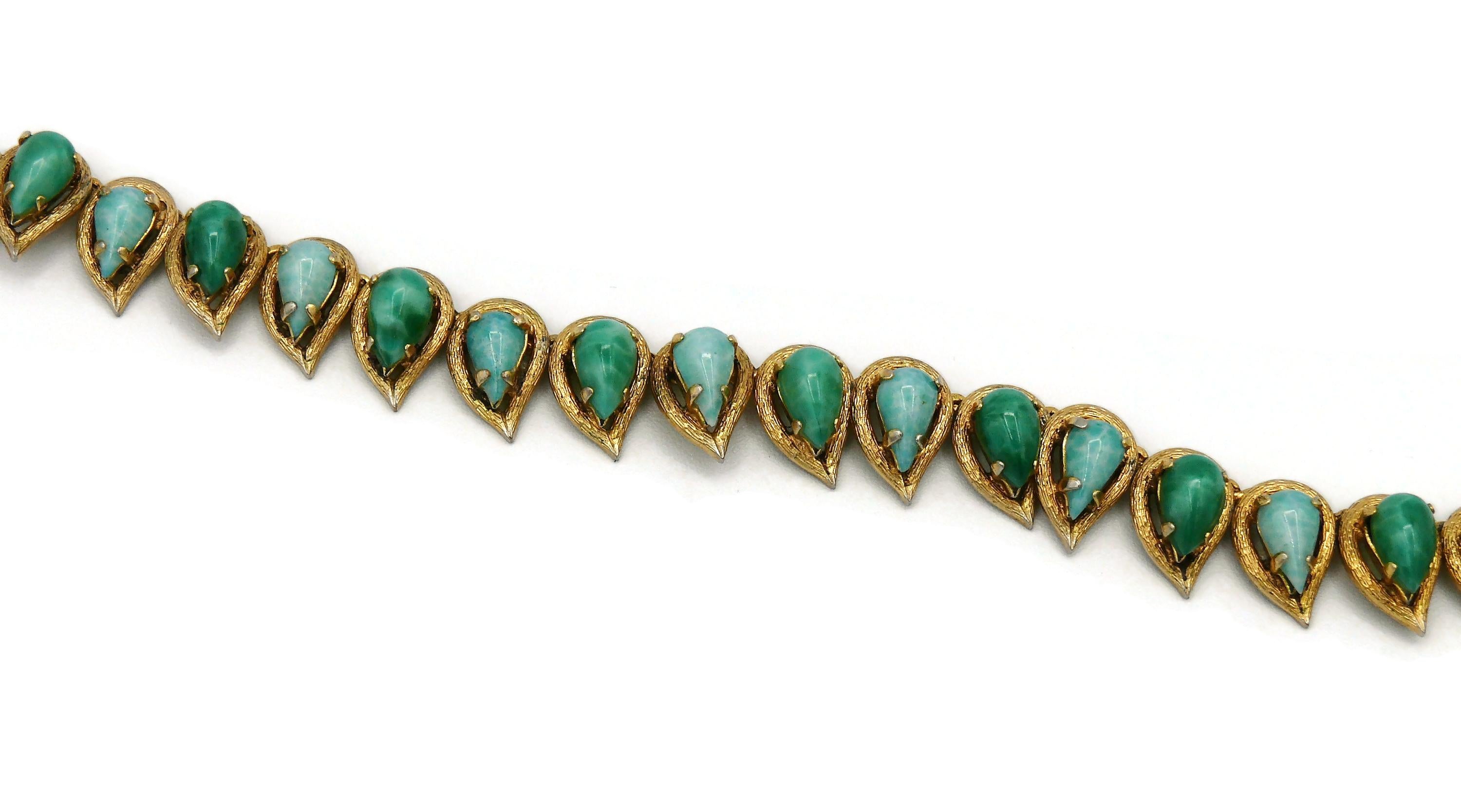Christian Dior Vintage Faux Jade Stones Necklace 1965 In Good Condition For Sale In Nice, FR