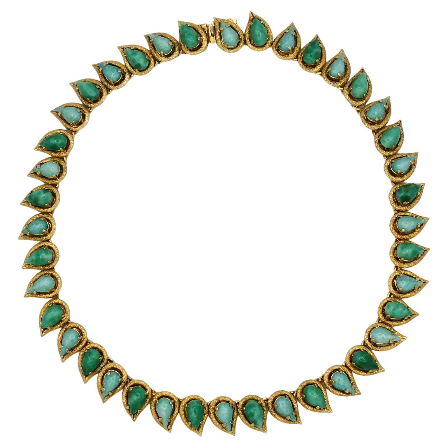 Christian Dior Vintage Faux Jade Stones Necklace 1965 For Sale