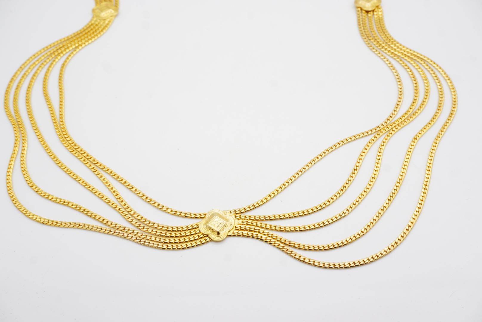 Christian Dior Vintage Five 5 Strands Plum Blossom Swag Chain Long Belt Necklace For Sale 8