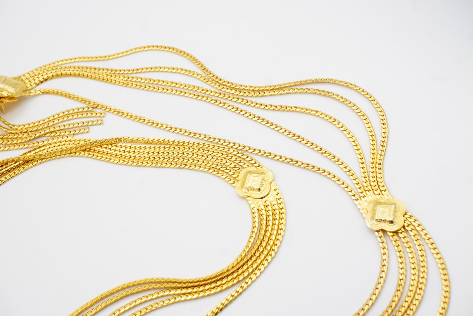 Christian Dior Vintage Five 5 Strands Plum Blossom Swag Chain Long Belt Necklace For Sale 9