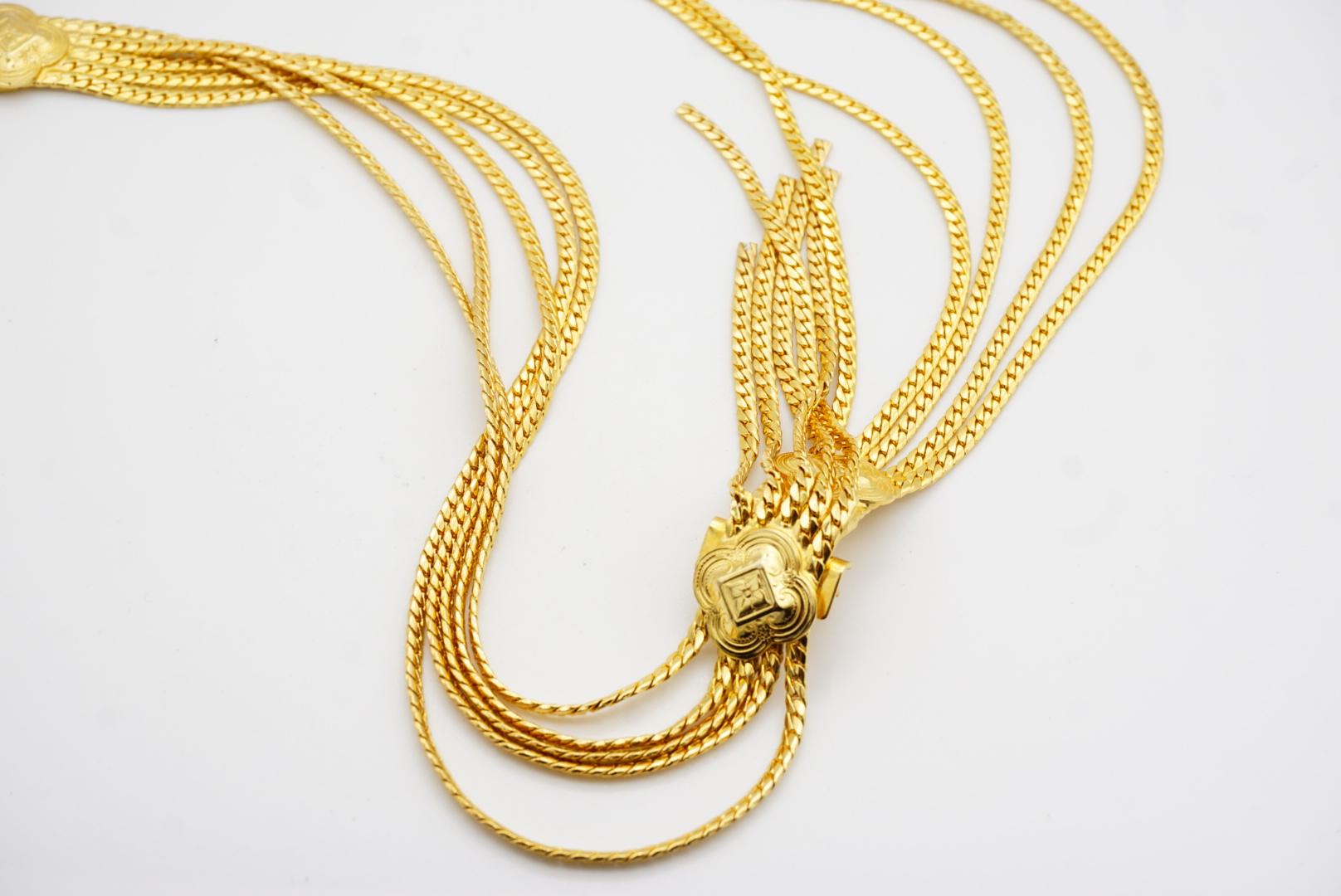 Christian Dior Vintage Five 5 Strands Plum Blossom Swag Chain Long Belt Necklace For Sale 10