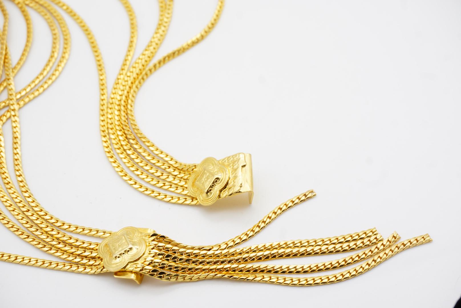 Christian Dior Vintage Five 5 Strands Plum Blossom Swag Chain Long Belt Necklace For Sale 11