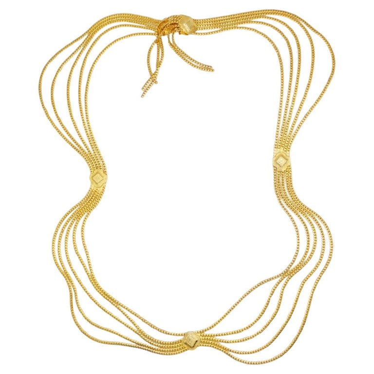Vintage Christian Dior five-Stranded Gold Chain Waist Belt Necklace Rare Find Christian Dior Vintage Five 5 Strands Plum Blossom Swag  main image 2