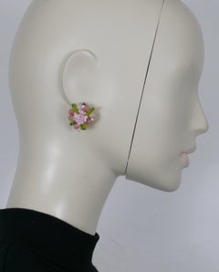 CHRISTIAN DIOR Vintage Floral Clip-On Earrings, 1967