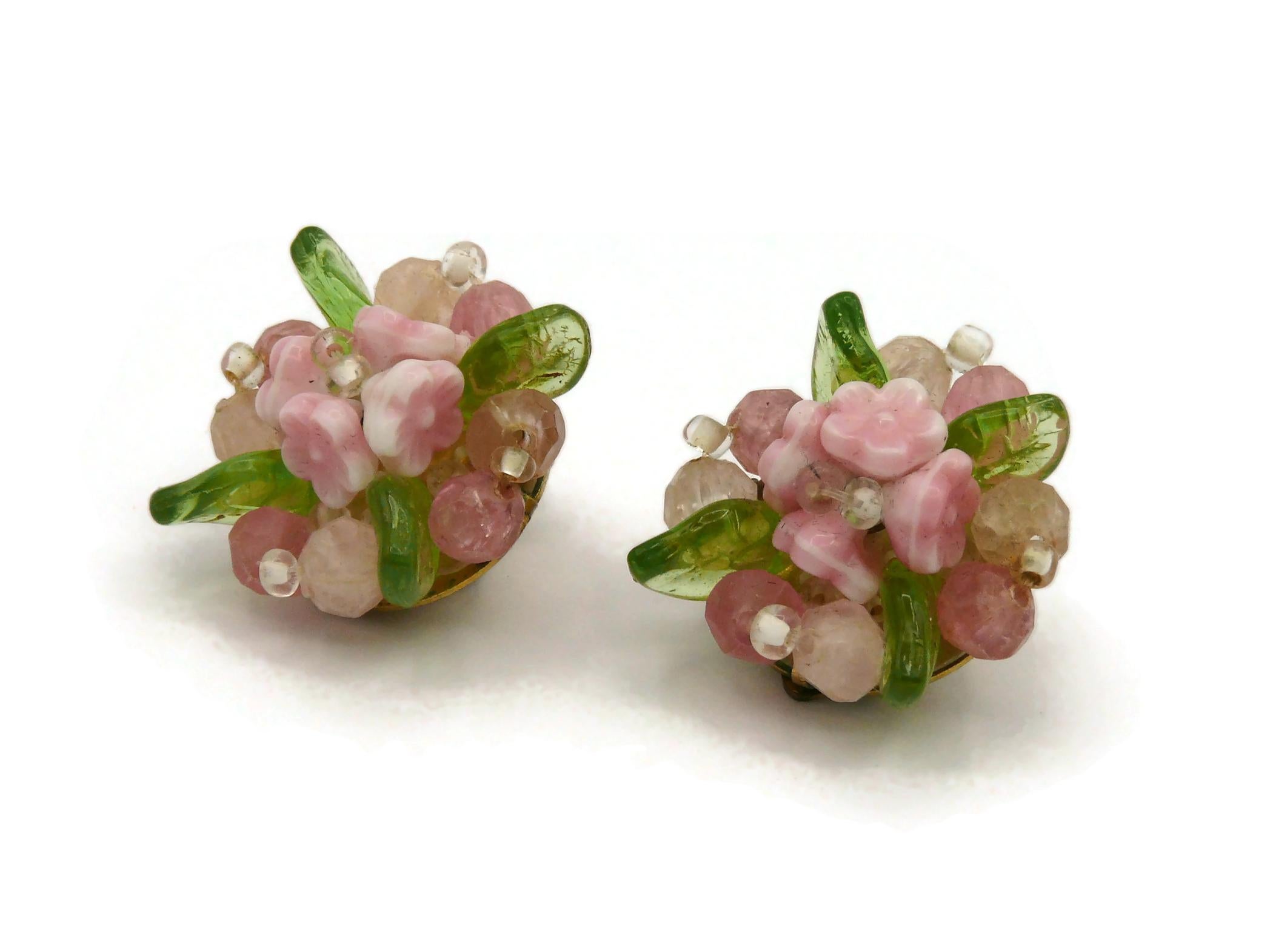 CHRISTIAN DIOR Vintage Floral Clip-On Earrings, 1967 For Sale 1