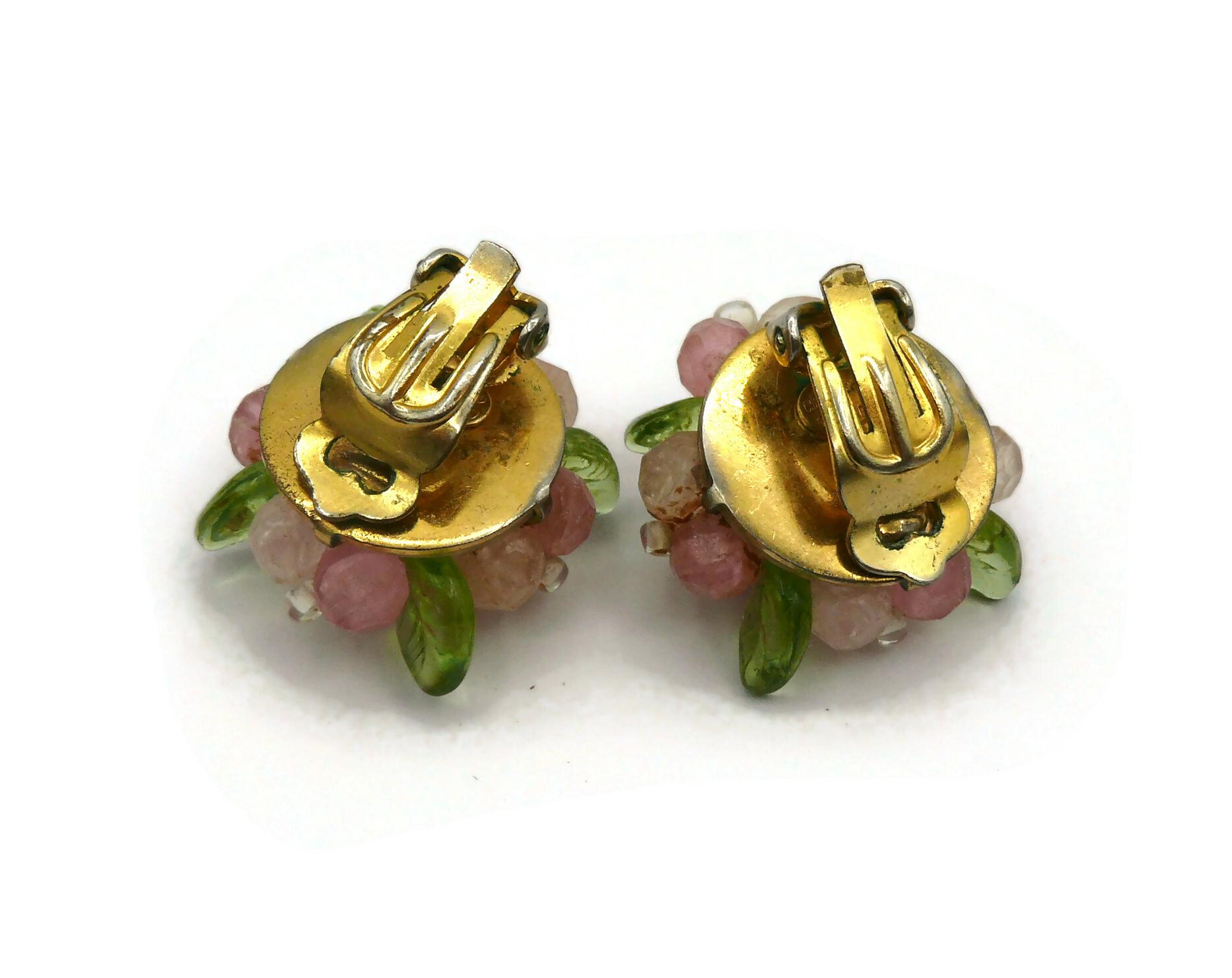 CHRISTIAN DIOR Vintage Floral Clip-On Earrings, 1967 For Sale 2
