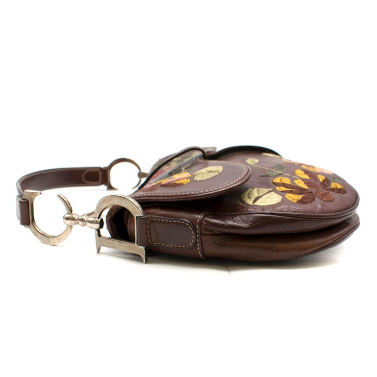  Christian Dior - Sac à main vintage en cuir brodé de fleurs Pour femmes 