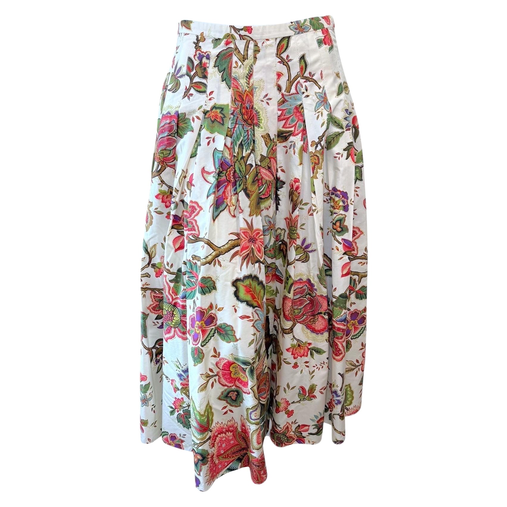 Christian Dior Vintage Floral Pleated Midi Skirt FR 38 — Galliano Era
