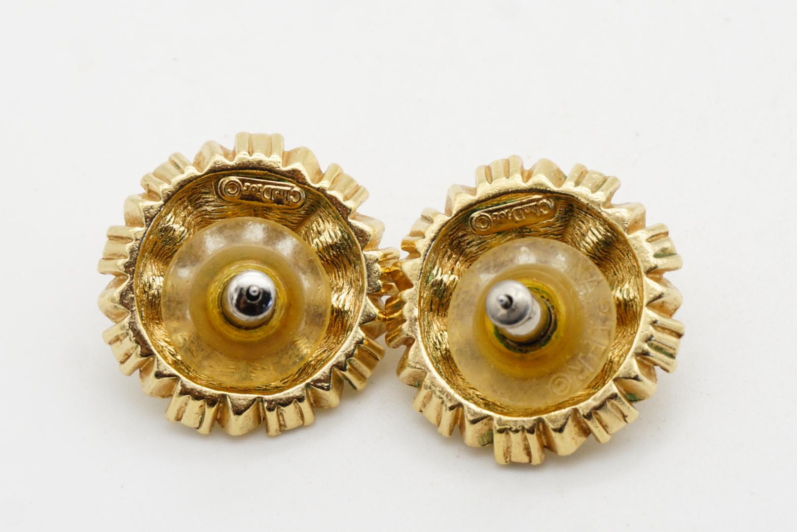 Christian Dior Vintage Blume Marquise Kreis ganze Kristalle durchbohrt Ohrringe im Angebot 5