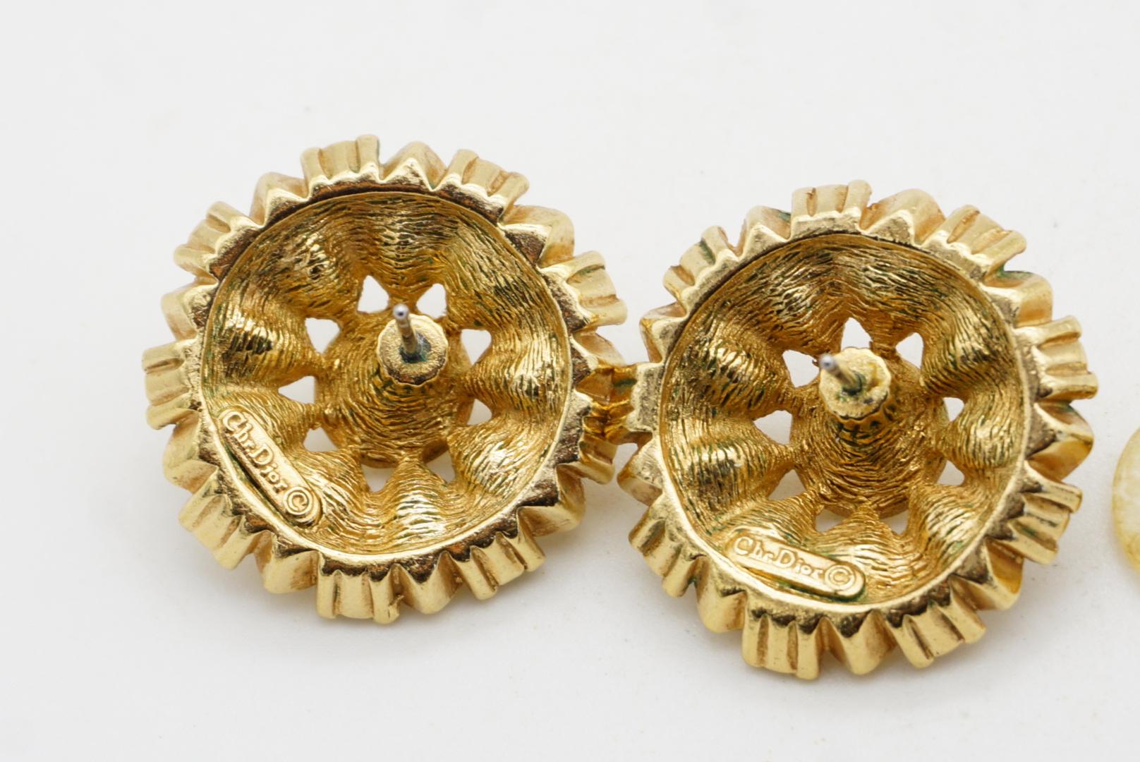 Christian Dior Vintage Blume Marquise Kreis ganze Kristalle durchbohrt Ohrringe im Angebot 6