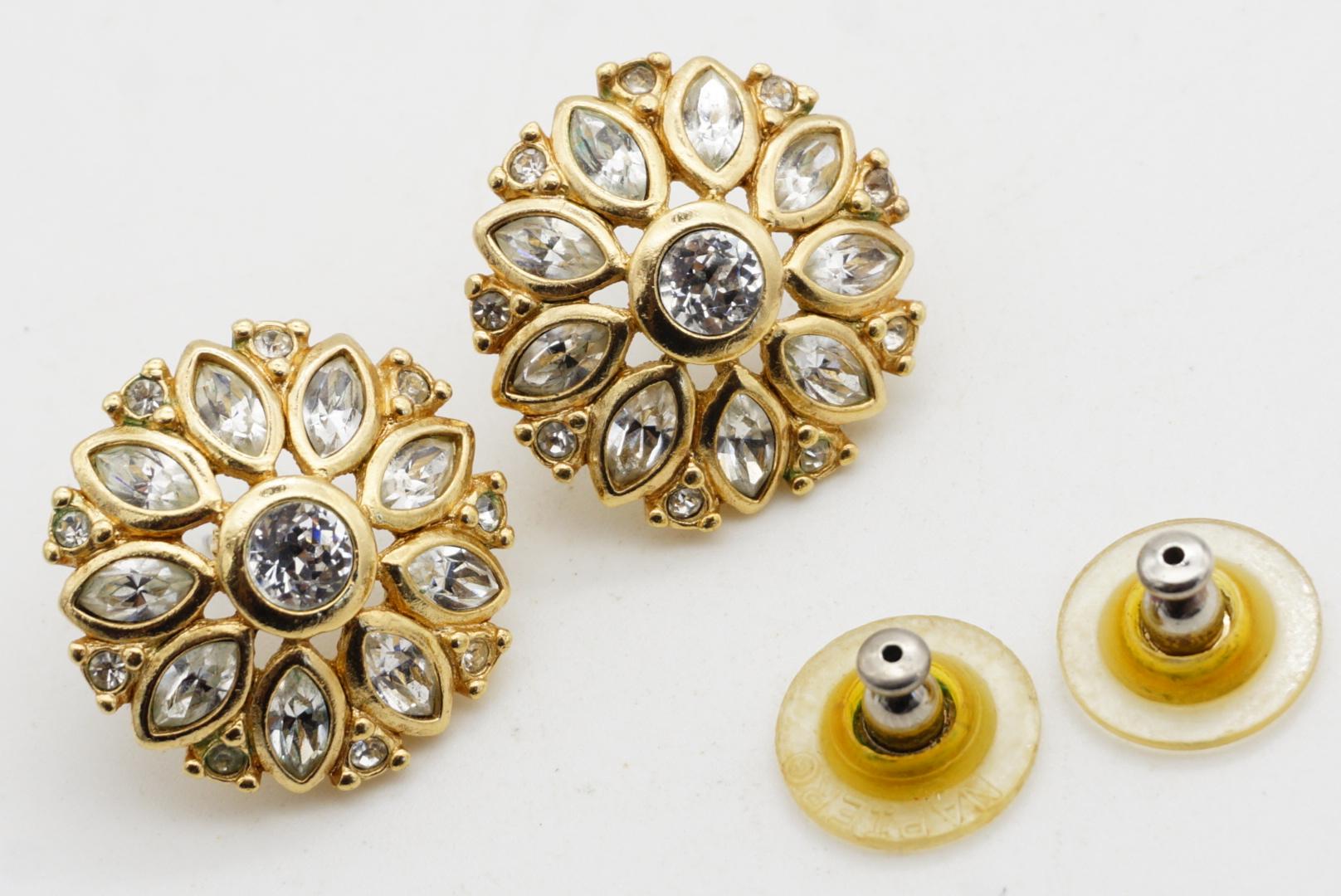 Christian Dior Vintage Blume Marquise Kreis ganze Kristalle durchbohrt Ohrringe im Angebot 7