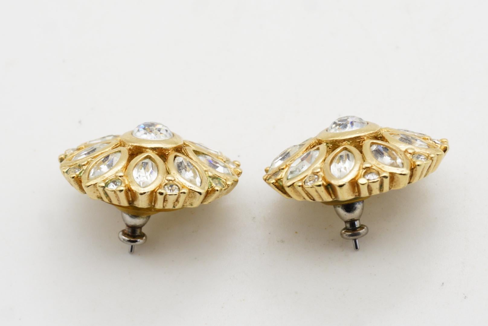 Christian Dior Vintage Blume Marquise Kreis ganze Kristalle durchbohrt Ohrringe im Angebot 4