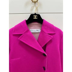 Christian Dior Vintage Fuchsia Pink Cashmere Jacket Size FR 38 Italy