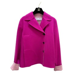 Christian Dior Vintage Fuchsia Pink Cashmere Jacket Size FR 38 Italy