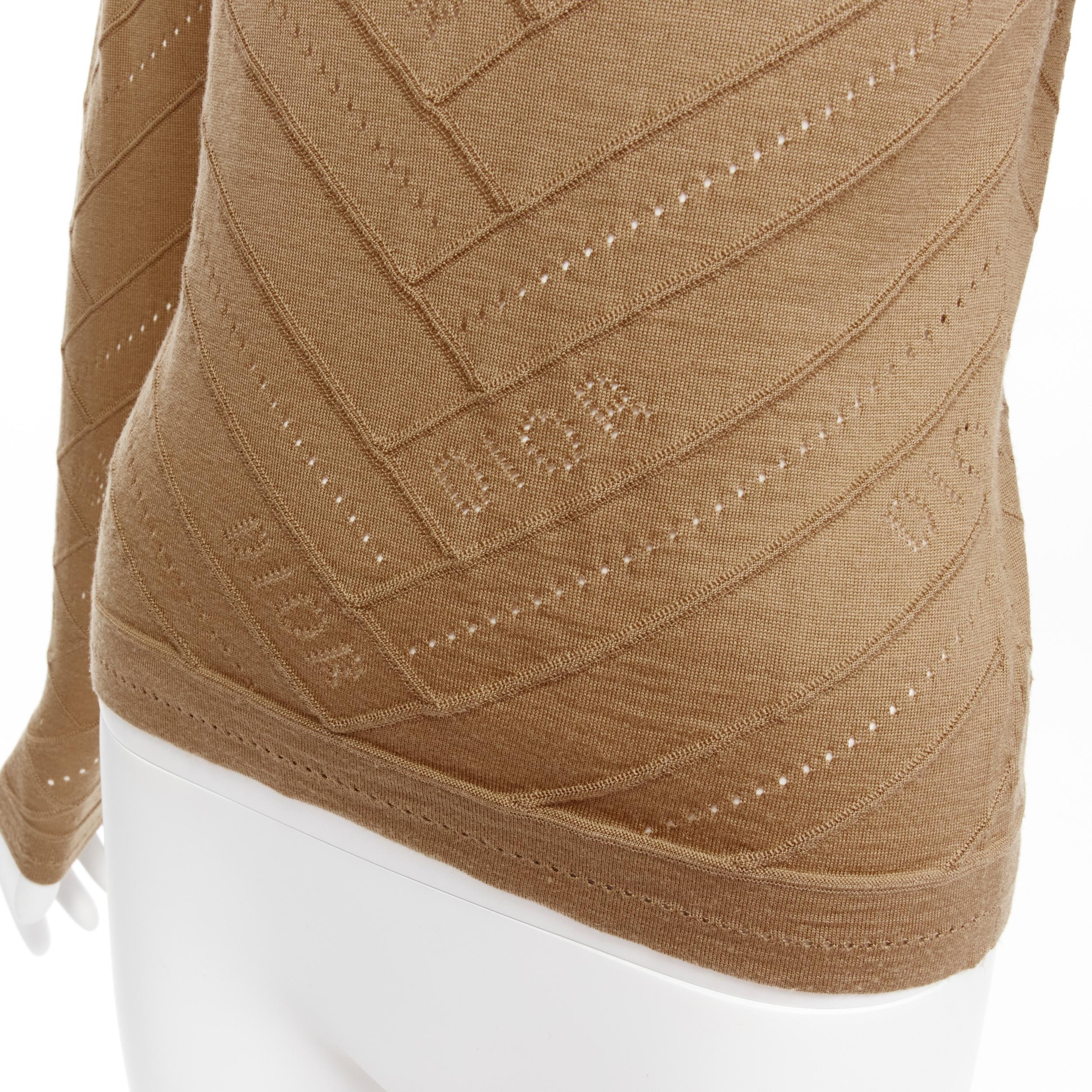 CHRISTIAN DIOR Vintage Galliano Dior logo Pointelle knit turtleneck sweater FR36 For Sale 3