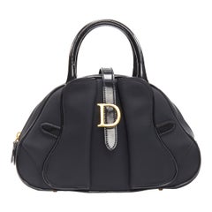 CHRISTIAN DIOR Vintage Galliano Saddle Bowler nylon D logo top handle tote bag