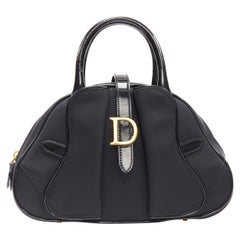 CHRISTIAN DIOR Vintage Galliano Saddle Bowler nylon D logo top handle tote bag