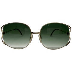 Christian Dior Vintage Gilded Metal Oversized Sunglasses 1990s