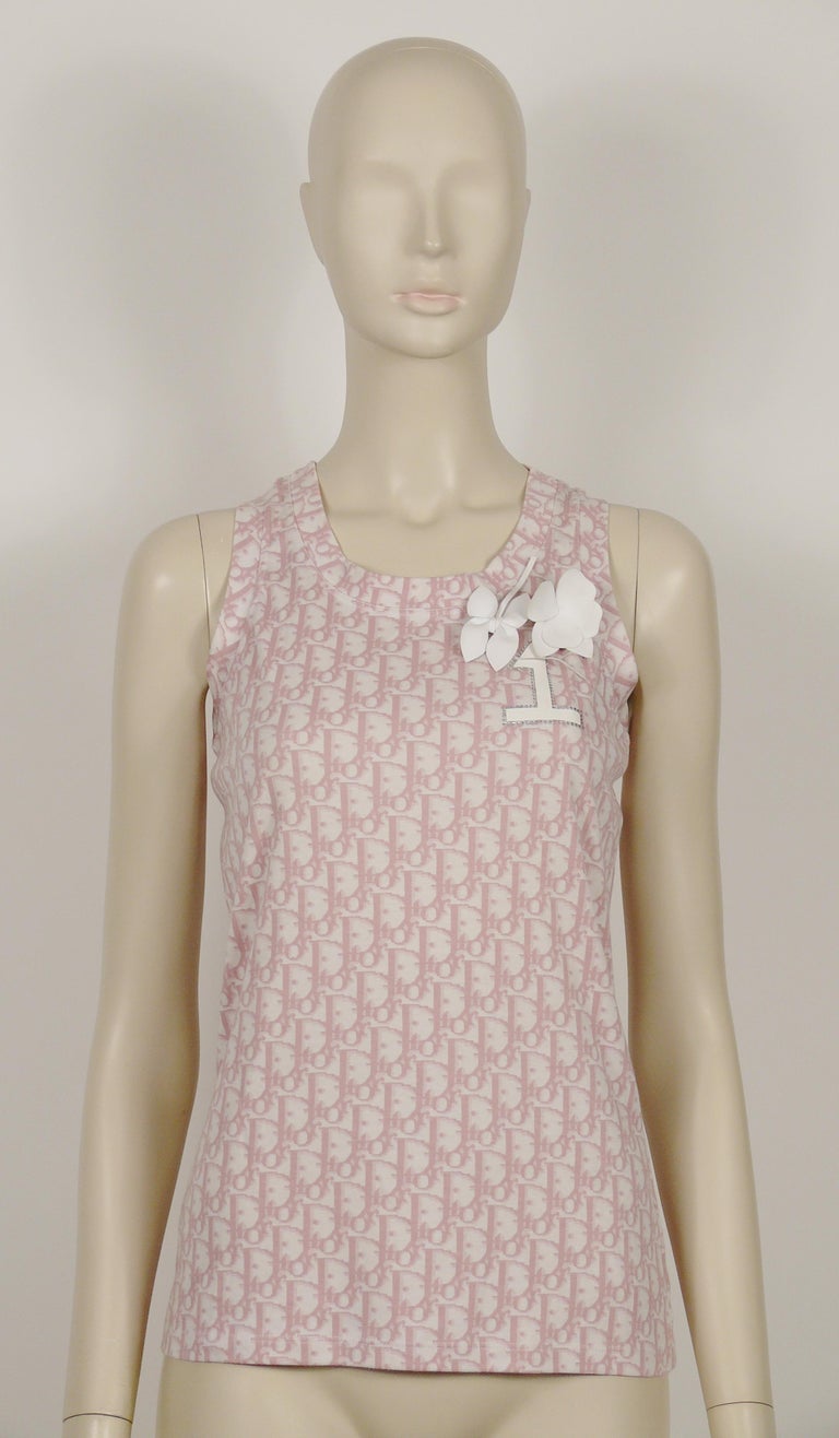 Christian Dior Vintage Girly Pink Tank Top Monogram Trotter Logo