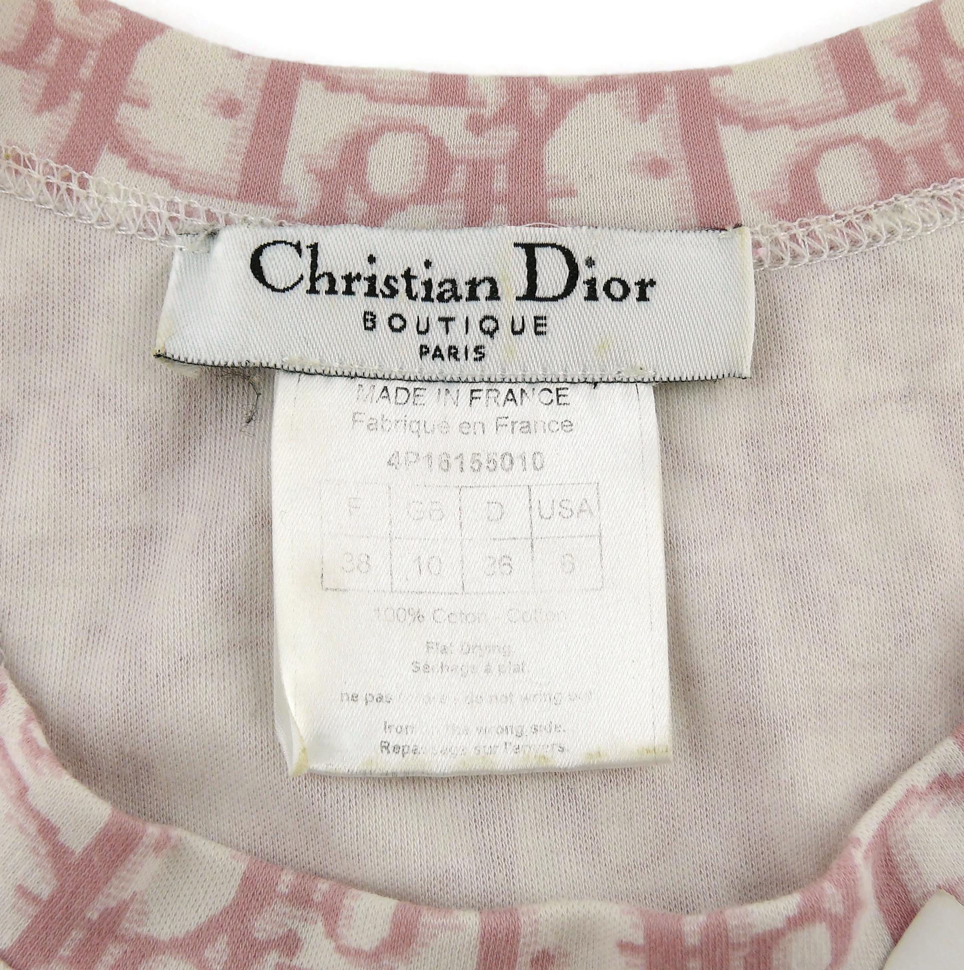 Women's Christian Dior Vintage Girly Pink Tank Top Monogram Trotter Logo Print US Size 6 For Sale