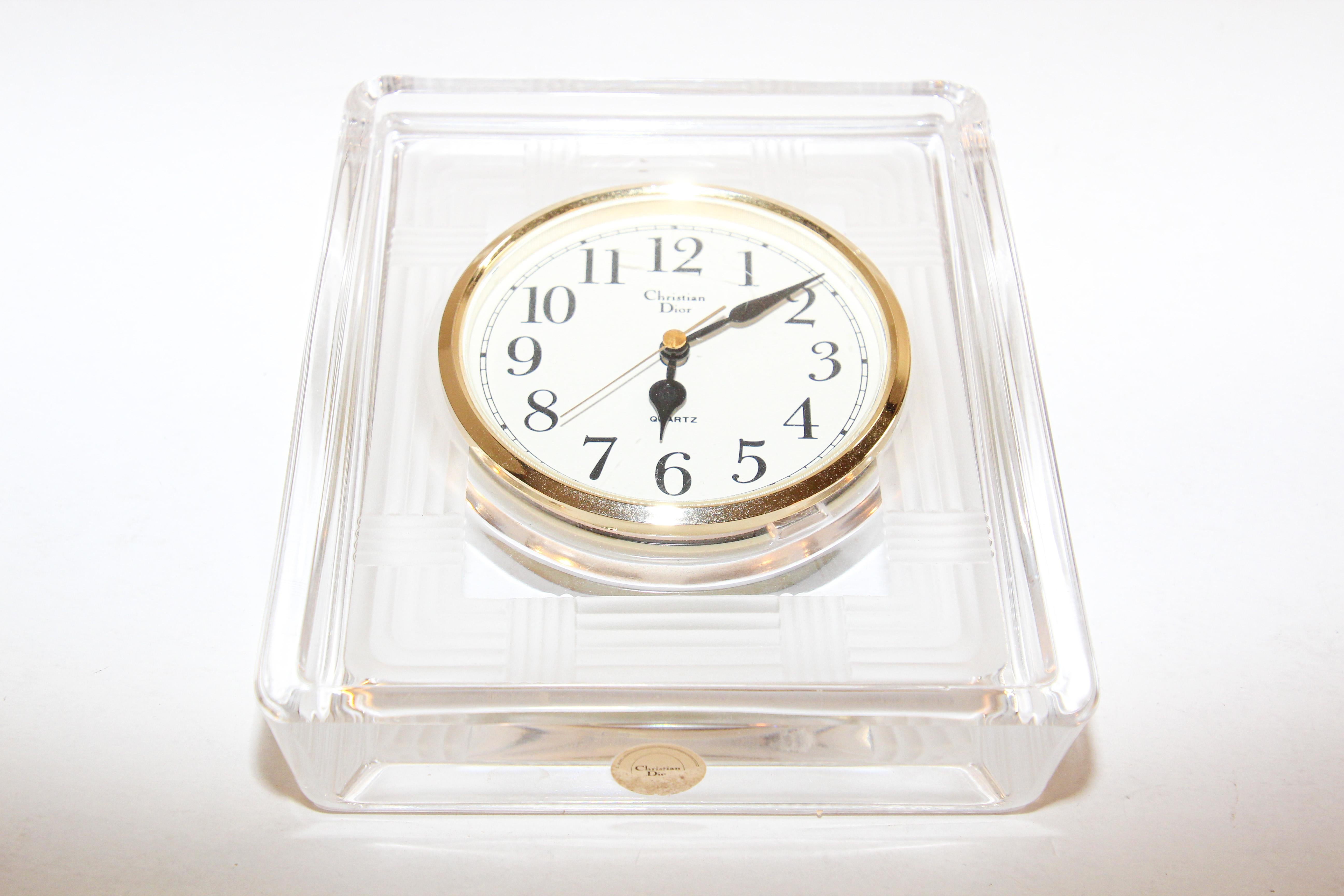 Art Glass Christian Dior Vintage Glass Desk Clock