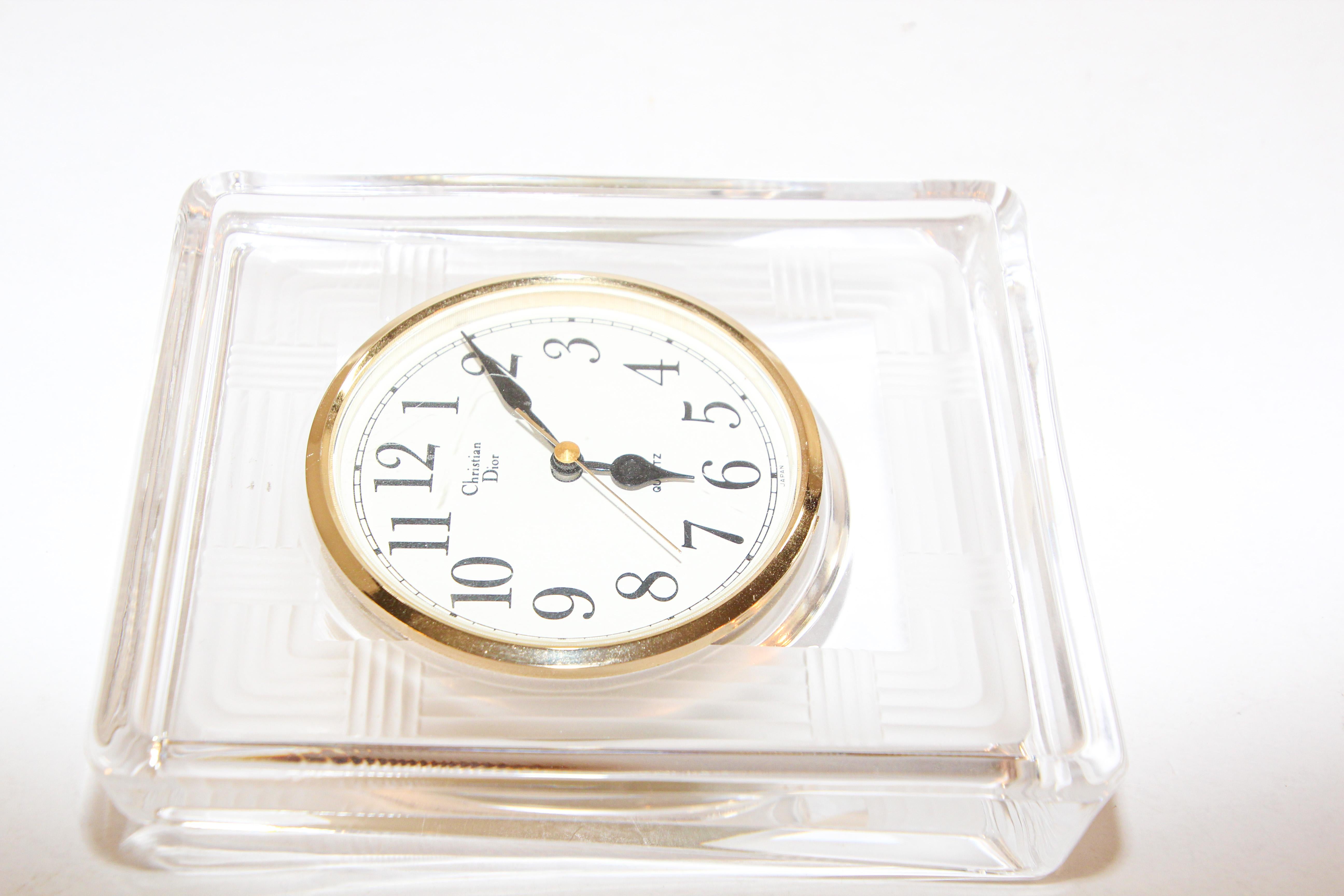 Christian Dior Vintage Glass Desk Clock 1