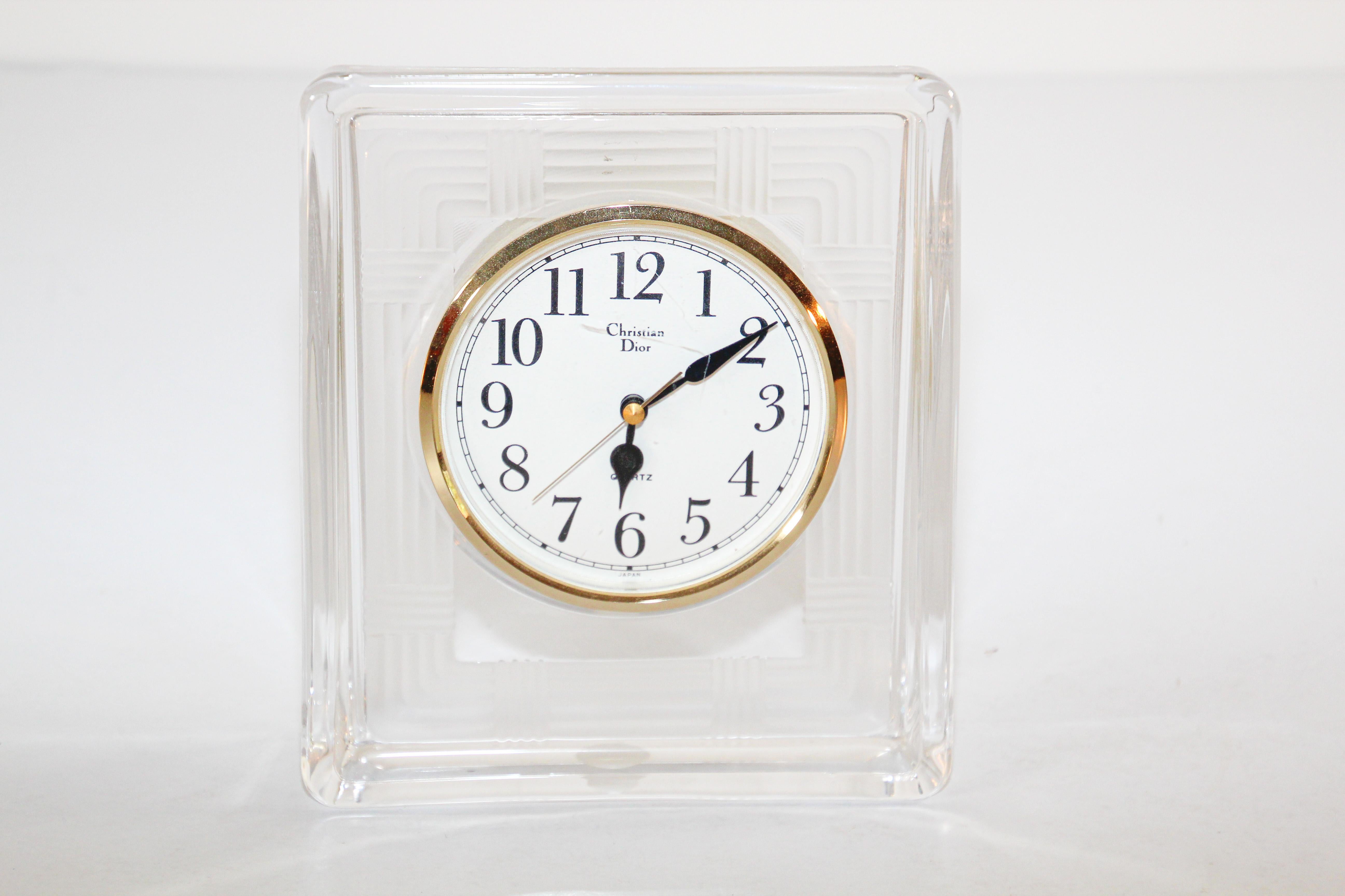 Christian Dior Vintage Glass Desk Clock 2