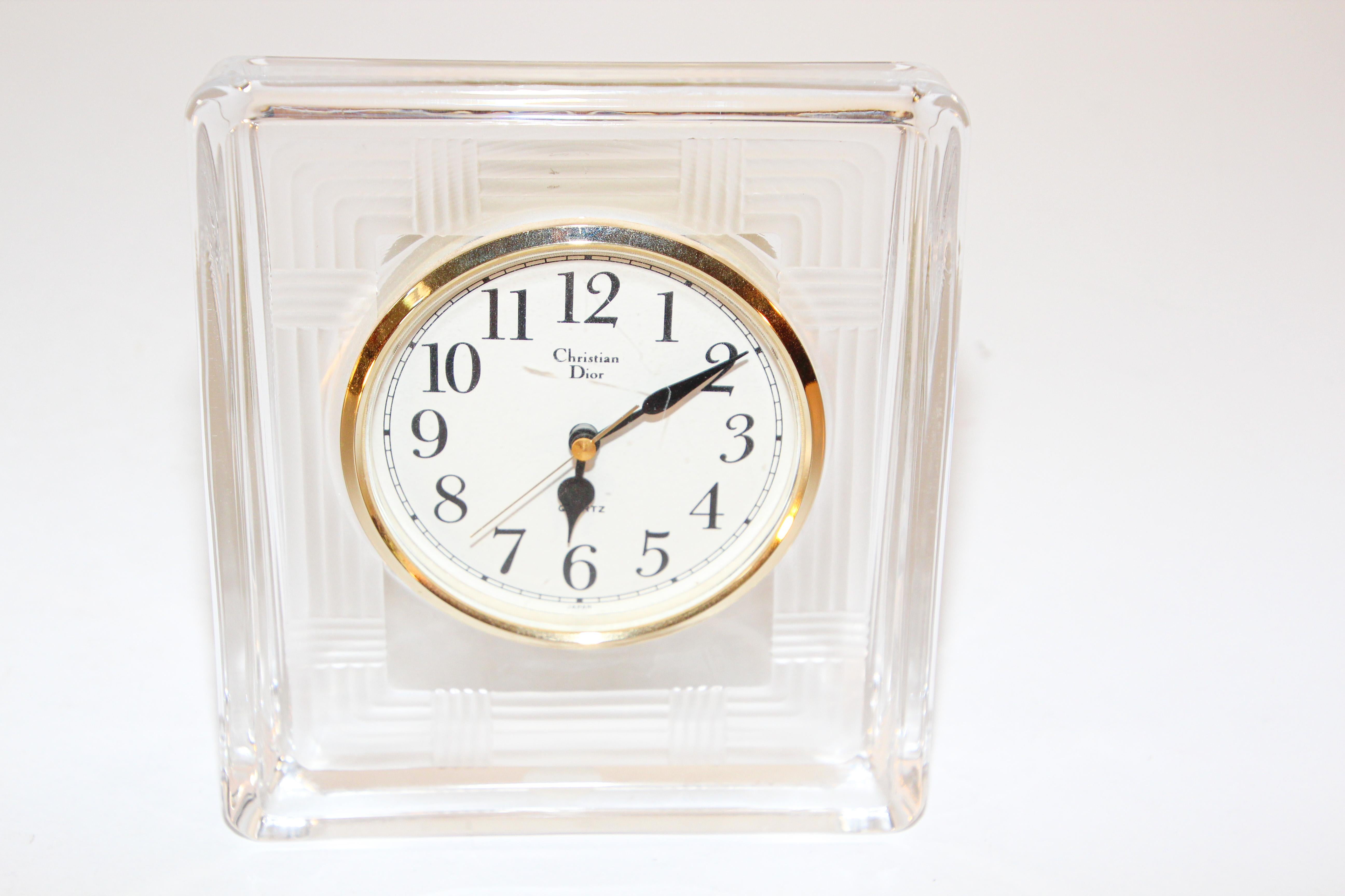 Christian Dior Vintage Glass Desk Clock 3