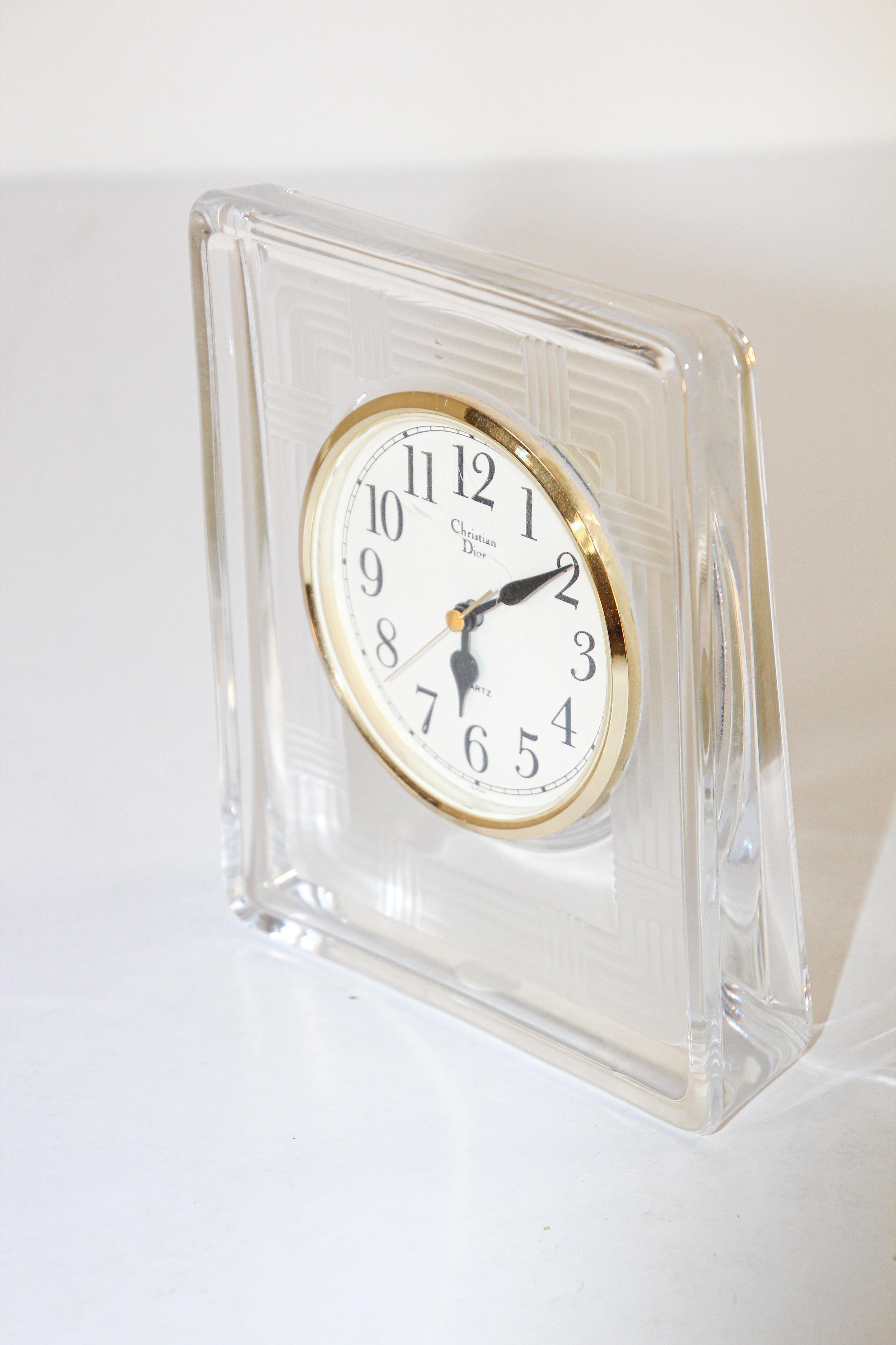 Art Deco Christian Dior Vintage Glass Desk Clock