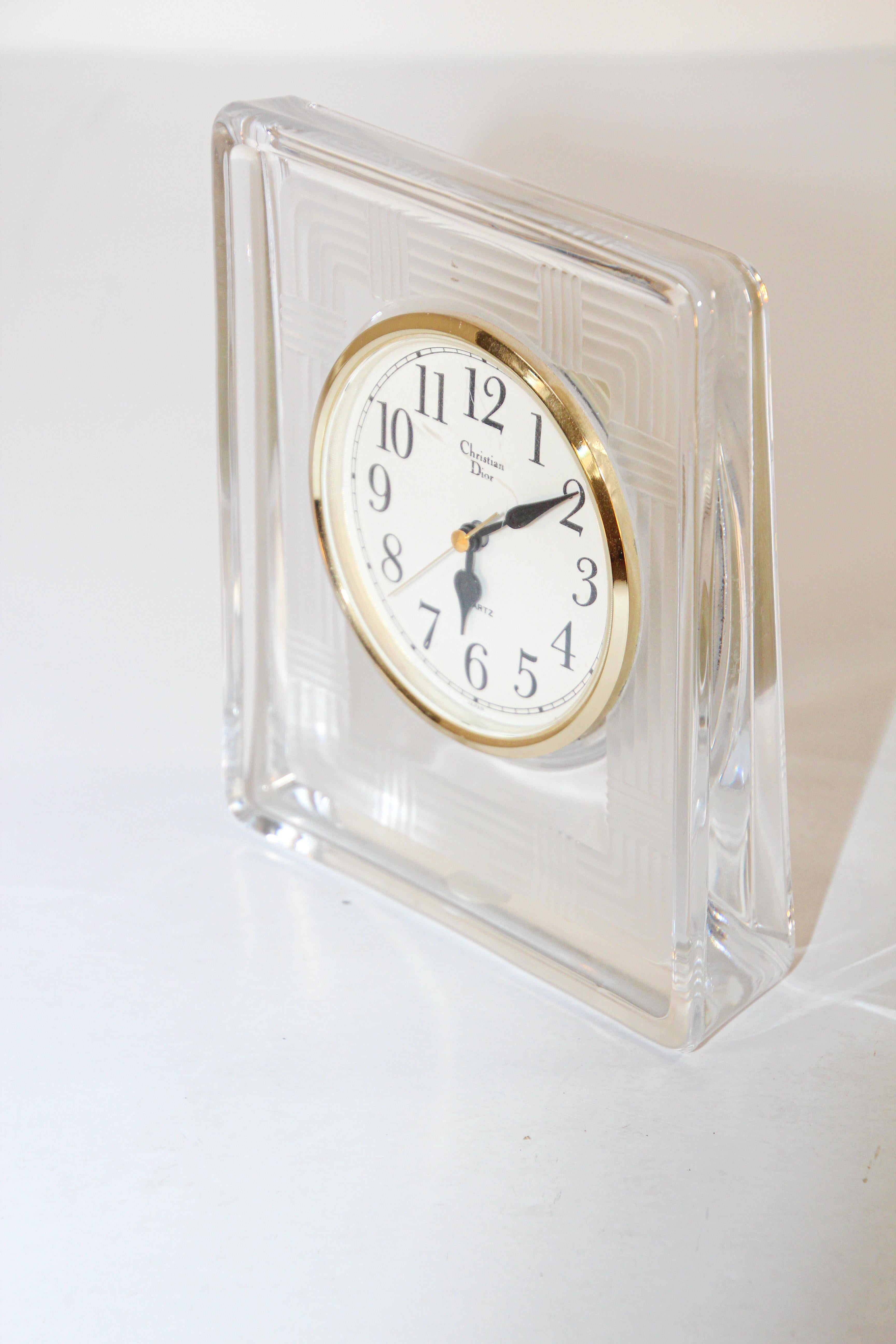 Japanese Christian Dior Vintage Glass Desk Clock