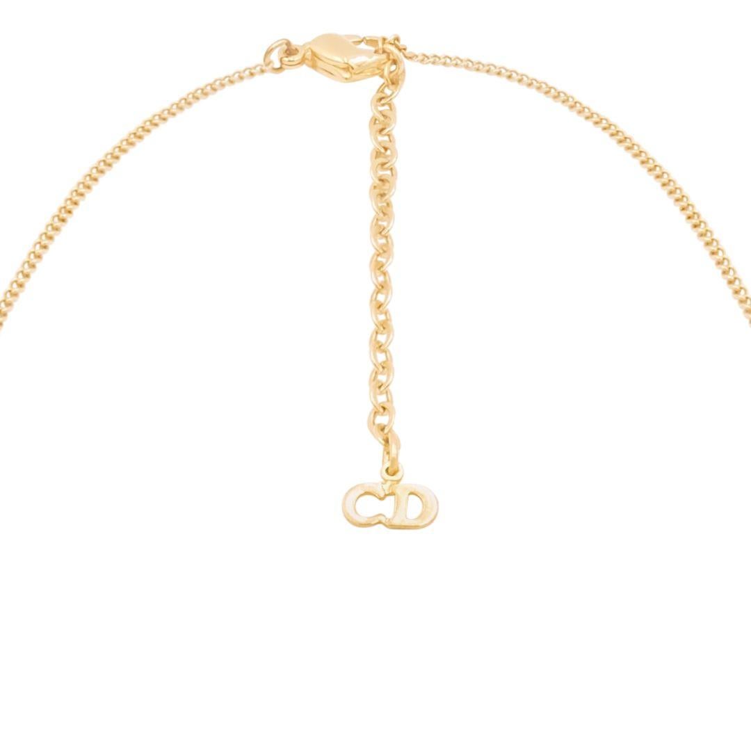 Women's CHRISTIAN DIOR Vintage Gold Fine Chain Necklace with Coin Logo Pendant