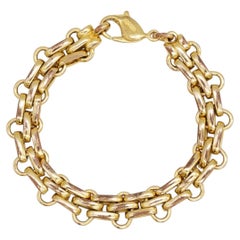 Christian Dior Vintage Gold Interlocked Hoop Bar Link Omega Chain Bracelet