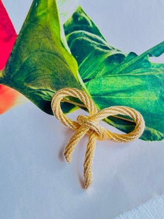 Christian Dior Vintage Gold Large Rope Knot Bow Ribbon Butterfly Chunky Brooch