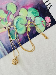 Christian Dior Vintage Gold Long Ball Sphere Openwork Crystals Snake Necklace
