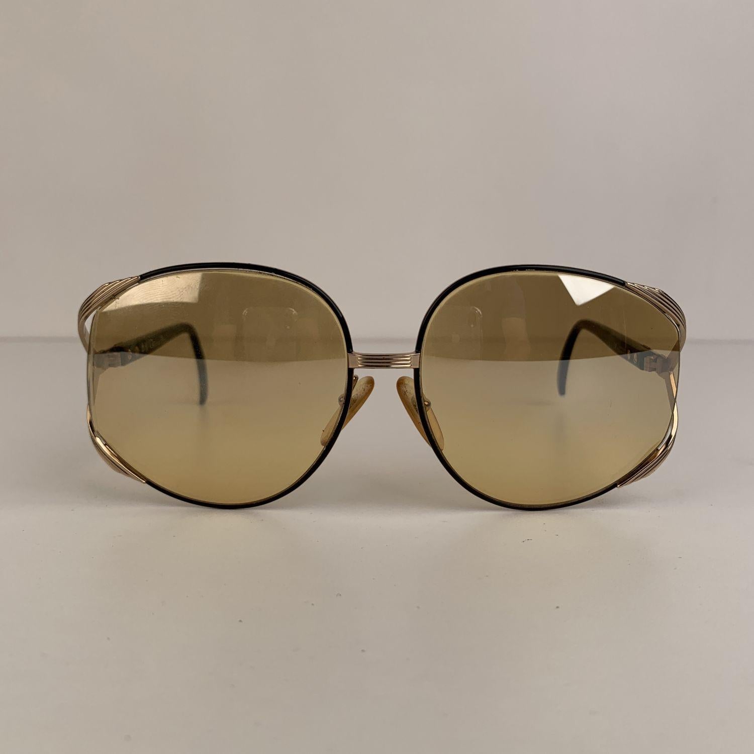 Brown Christian Dior Vintage Gold Metal and Black Sunglasses Mod 2250 