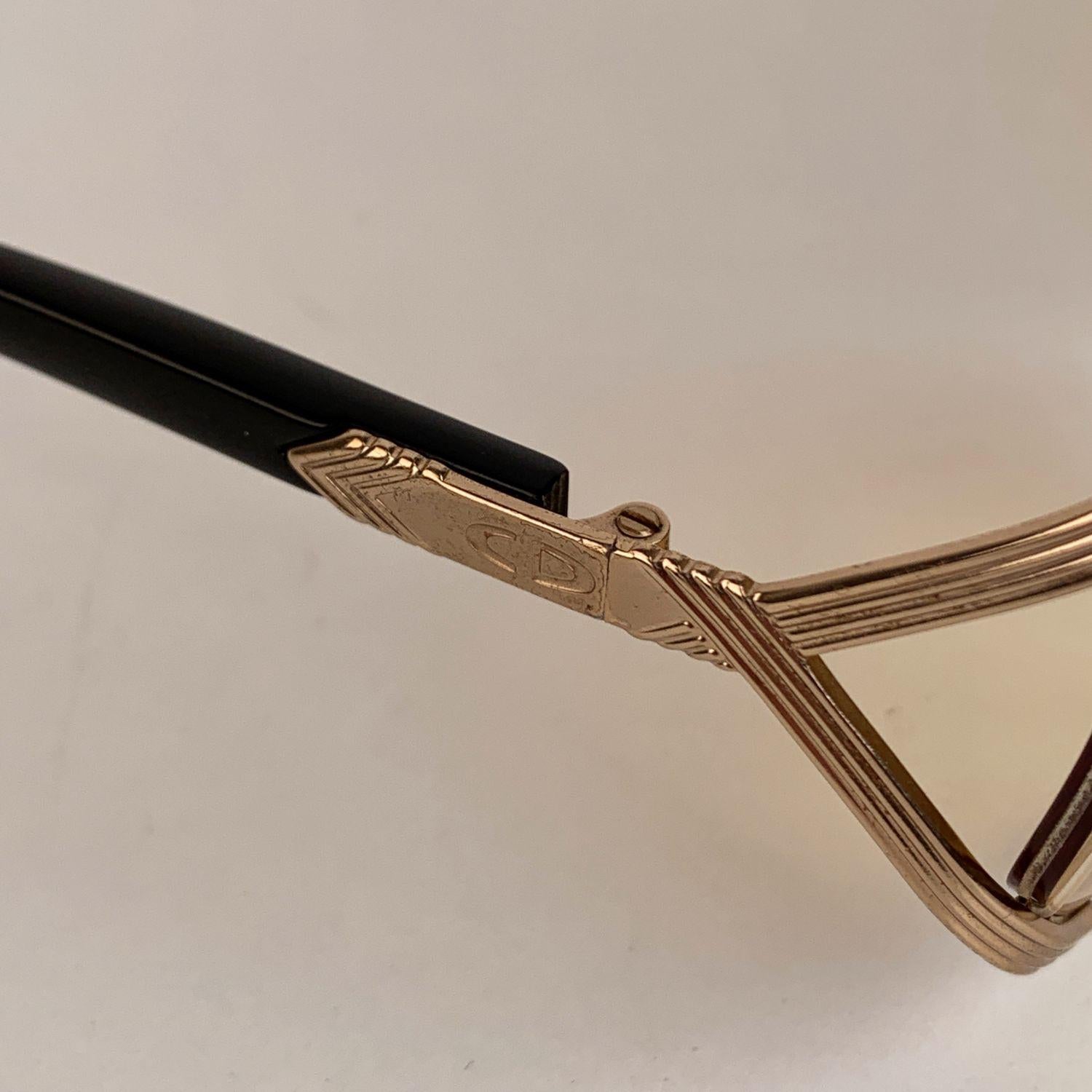 Women's Christian Dior Vintage Gold Metal and Black Sunglasses Mod 2250 