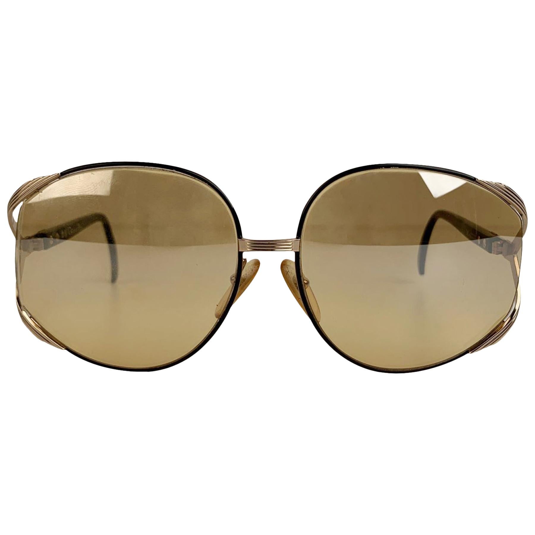 Christian Dior Vintage Gold Metal and Black Sunglasses Mod 2250 