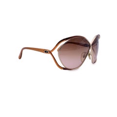 Christian Dior Vintage Gold Metal Brown Oversize Sunglasses 2056