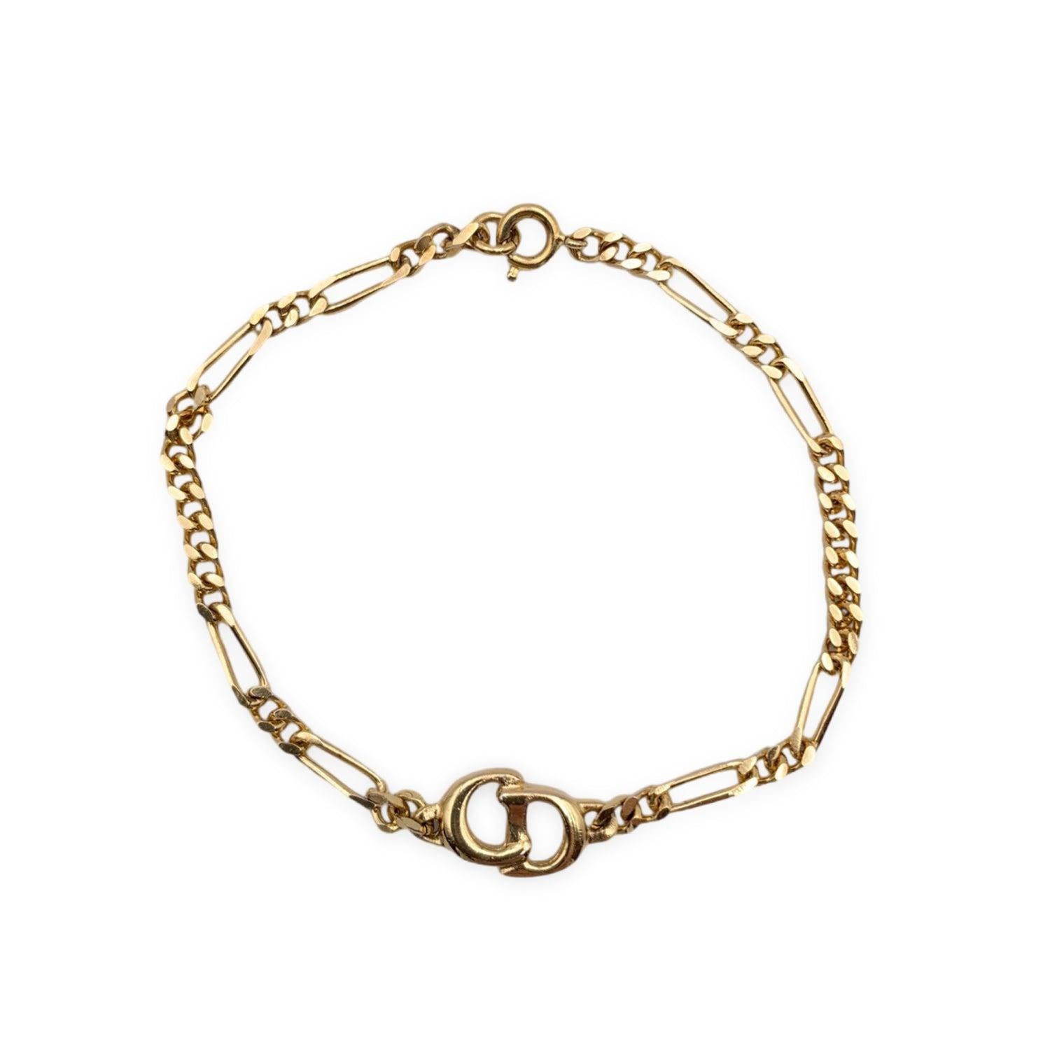 Christian Dior Vintage Gold Metal CD Logo Chain Bracelet In Excellent Condition For Sale In Rome, Rome