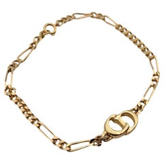 Christian Dior Vintage Gold Metal CD Logo Chain Bracelet