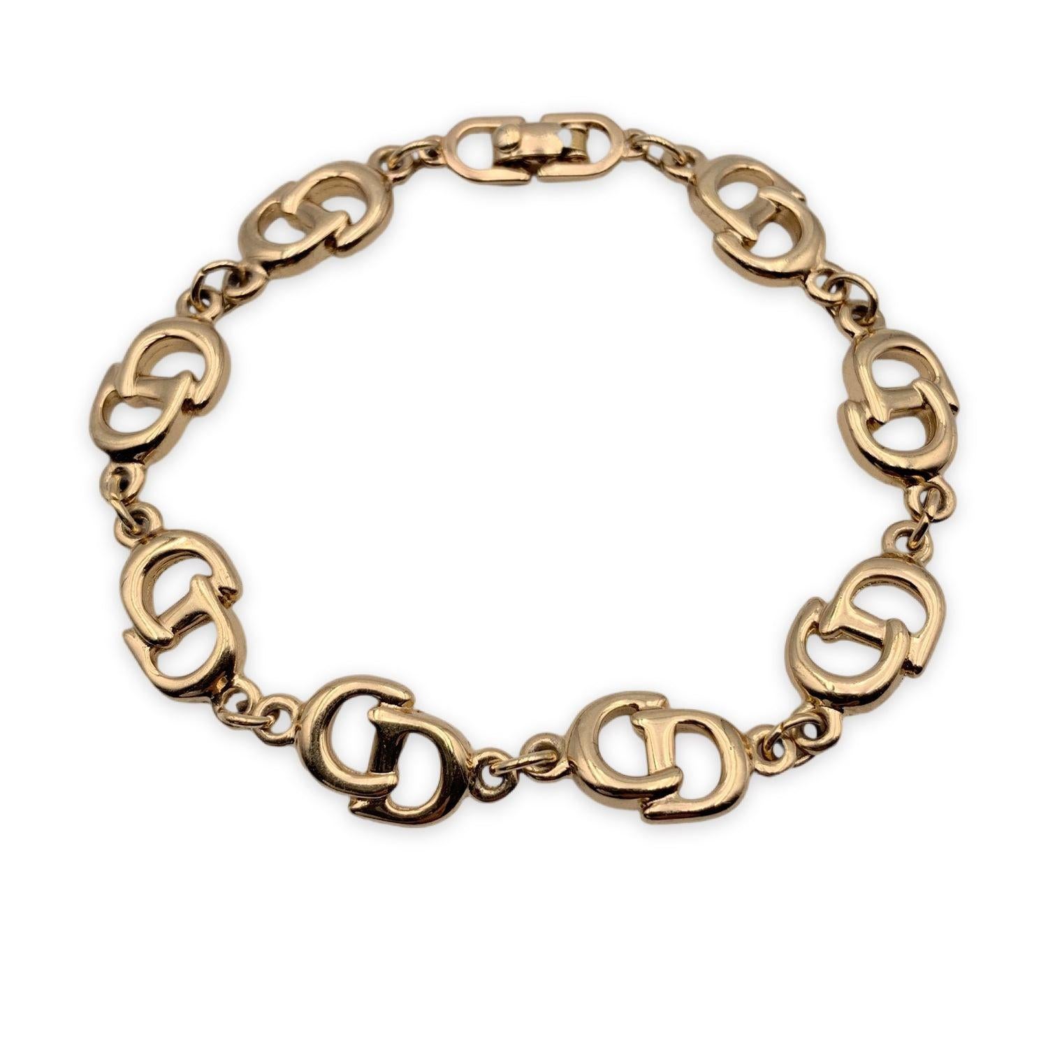 Christian Dior Vintage Gold Metal CD Logo Chain Link Bracelet In Excellent Condition In Rome, Rome