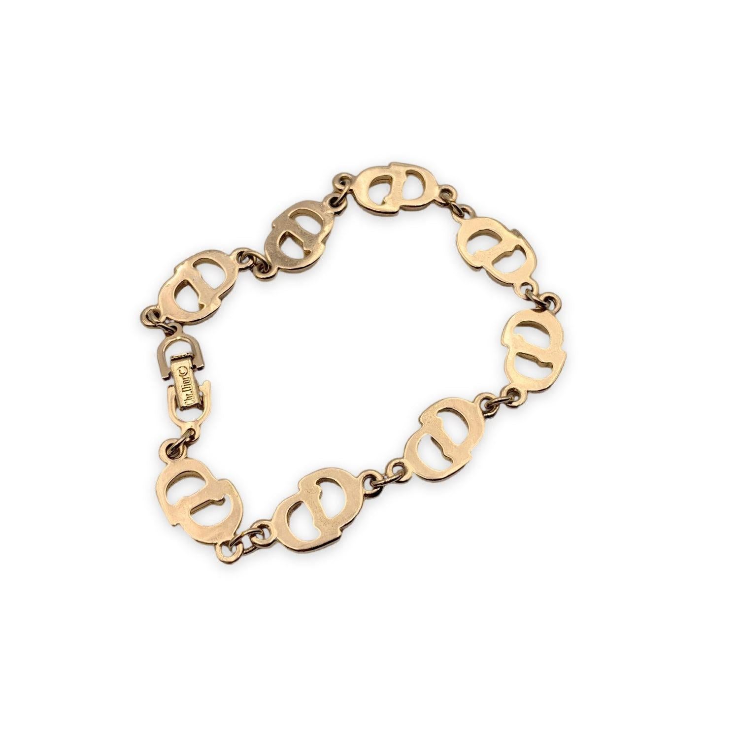 Women's Christian Dior Vintage Gold Metal CD Logo Chain Link Bracelet